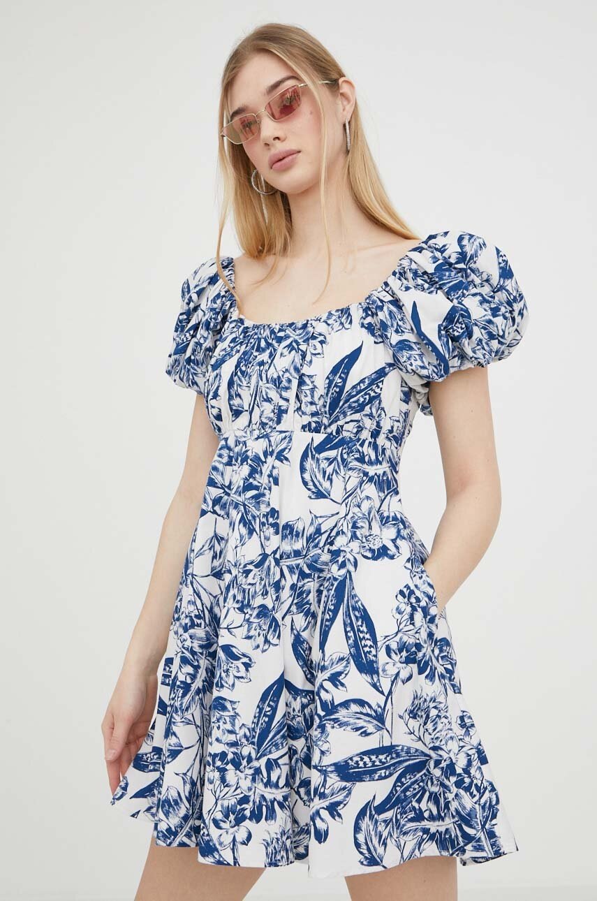 

Рокля Abercrombie & Fitch в синьо къс модел разкроен модел, Син