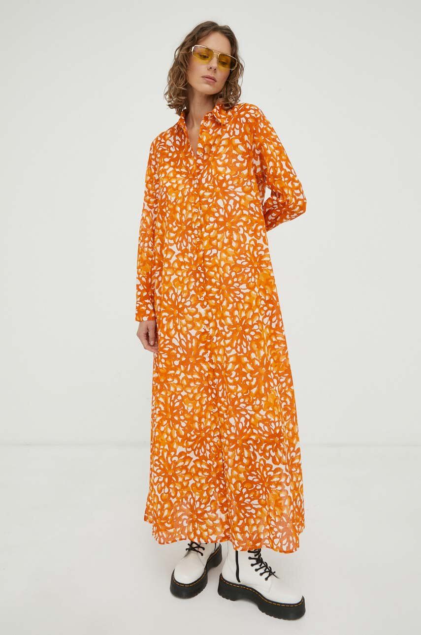 Marc O’Polo rochie din bumbac culoarea portocaliu, maxi, oversize answear.ro