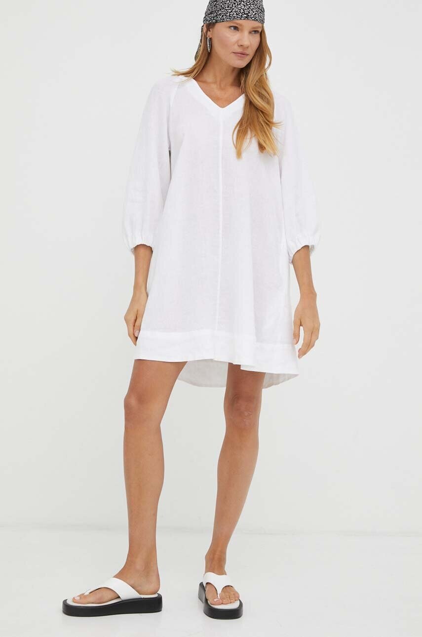 

Льняное платье Marc O'Polo цвет белый mini oversize