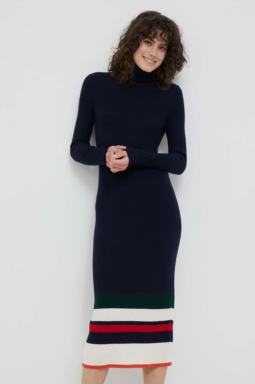 

Вовняна сукня Polo Ralph Lauren колір синій maxi облягаюча