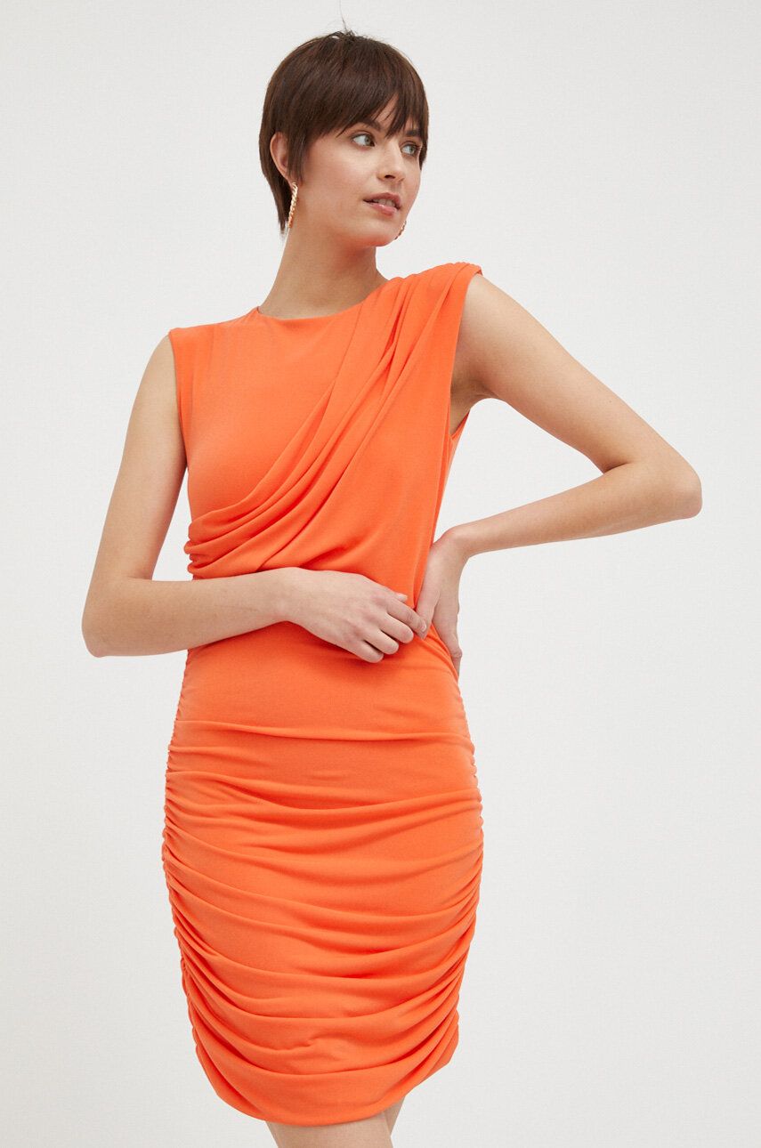 Artigli rochie culoarea portocaliu, mini, mulata answear.ro