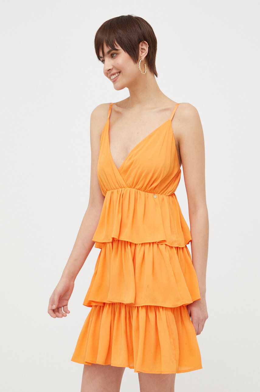 Artigli rochie culoarea portocaliu, mini, evazati answear.ro