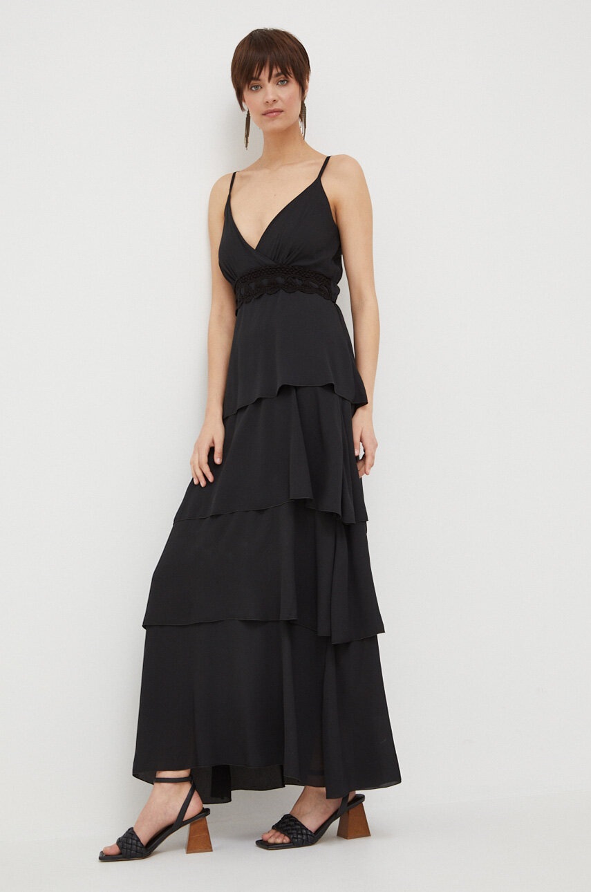 Artigli rochie culoarea negru, maxi, evazati