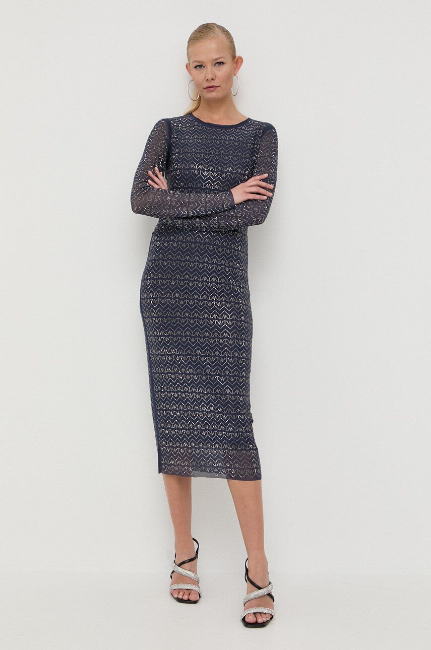 Patrizia Pepe sukienka kolor granatowy midi prosta