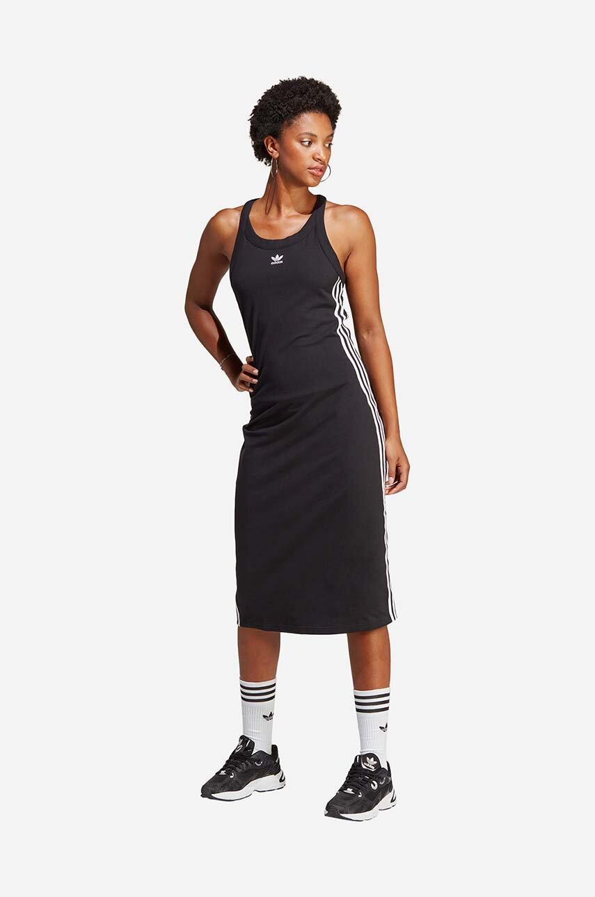 adidas Originals rochie culoarea negru, midi, mulata IC5503-black