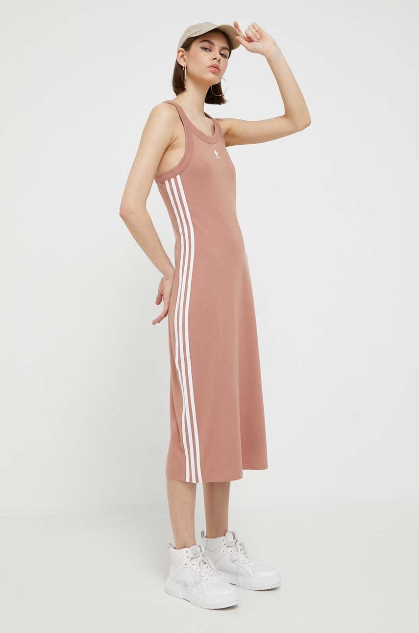 

Платье adidas Originals цвет коричневый midi прямая
