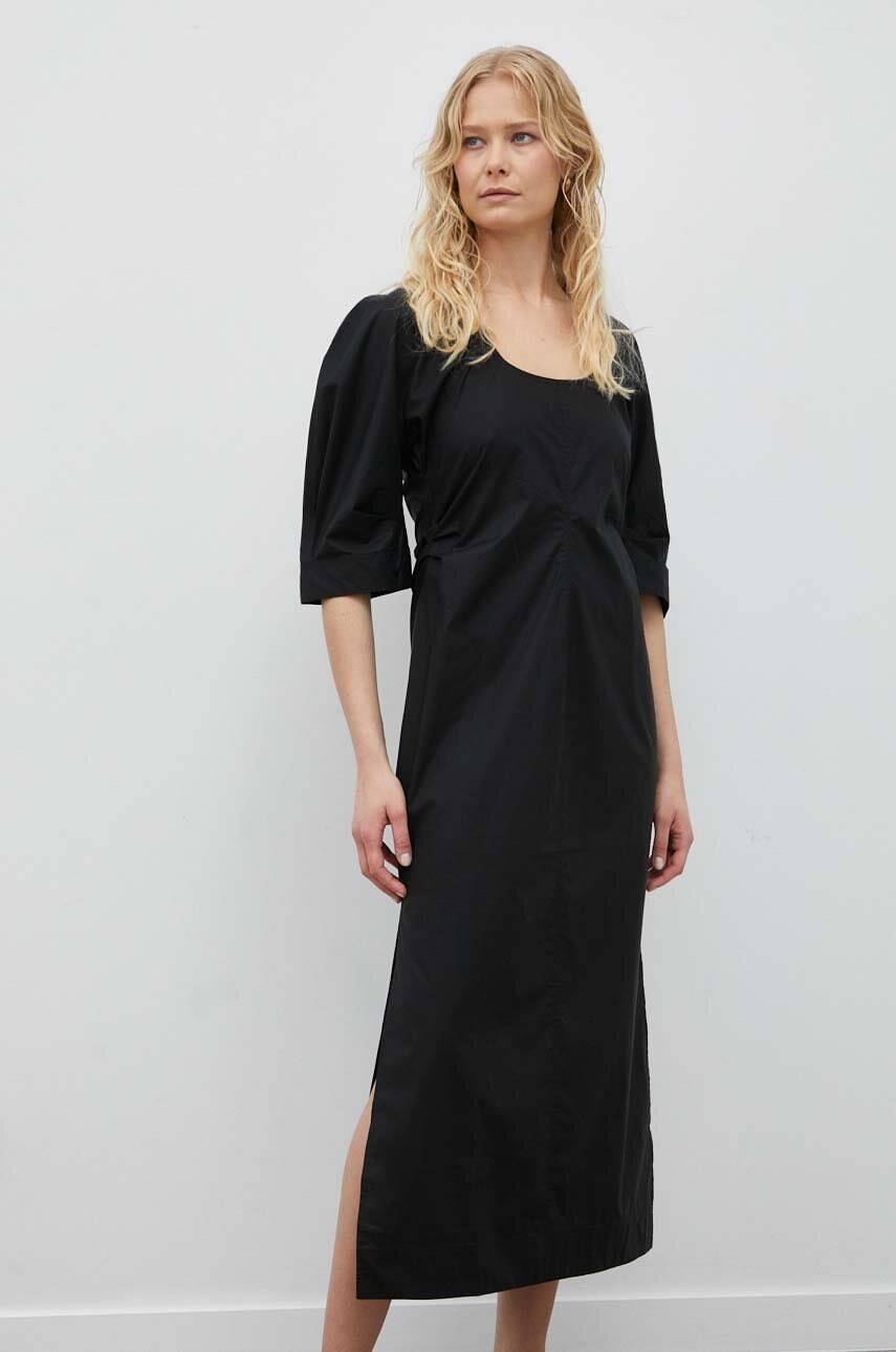 Day Birger Et Mikkelsen Rochie Din Bumbac Megan Culoarea Negru, Midi, Drept