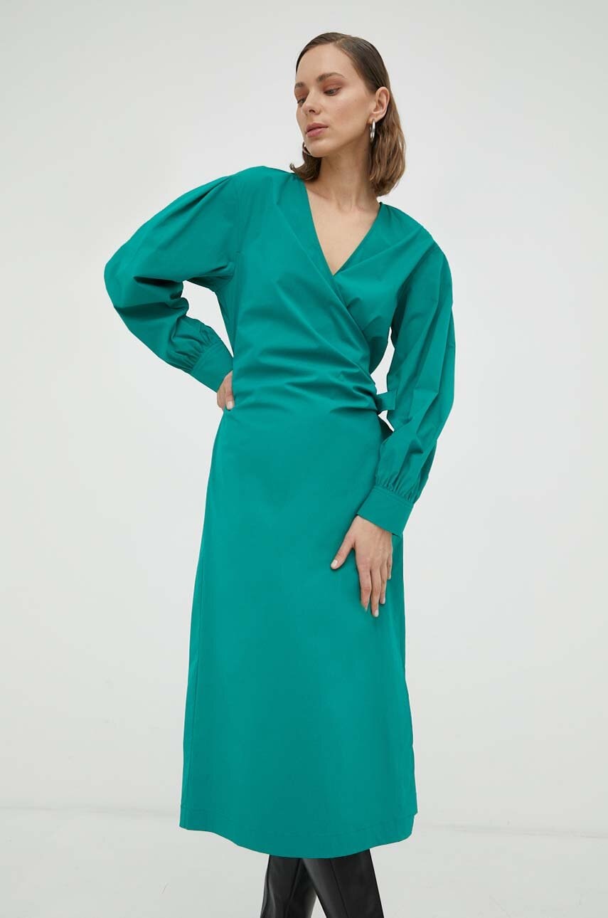 2NDDAY rochie culoarea verde, midi, dreaptă - 0 | YEO