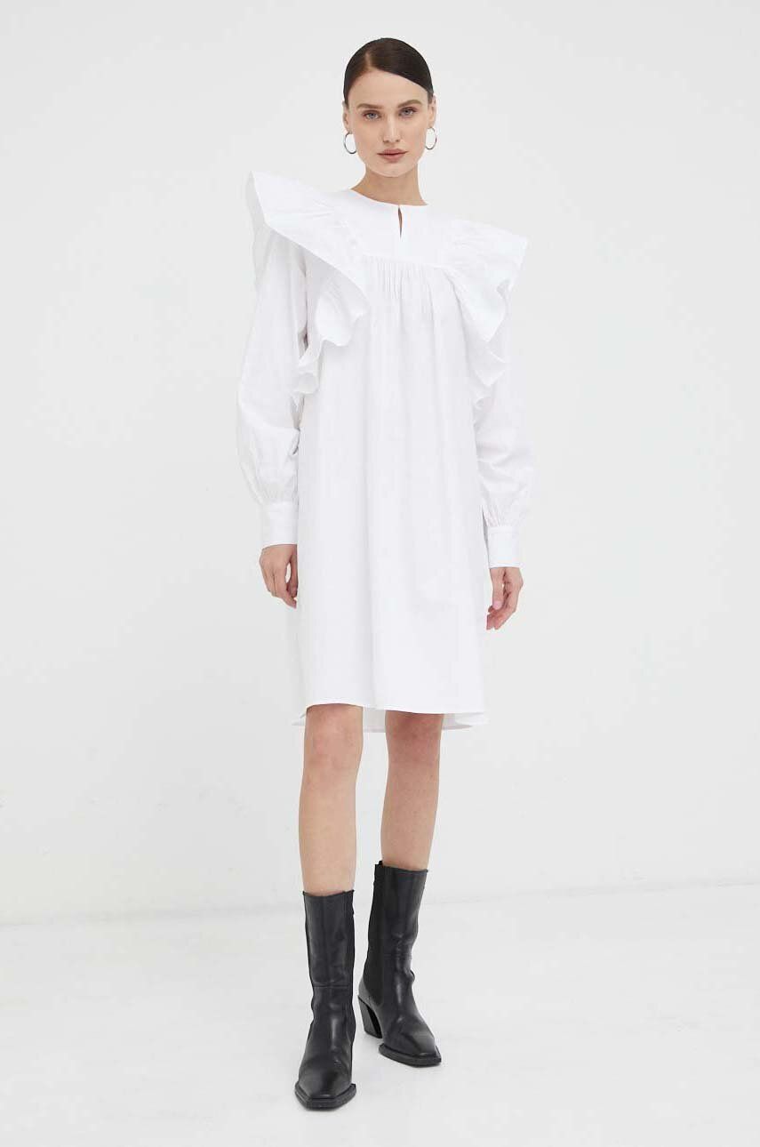2NDDAY rochie din bumbac culoarea alb, mini, drept