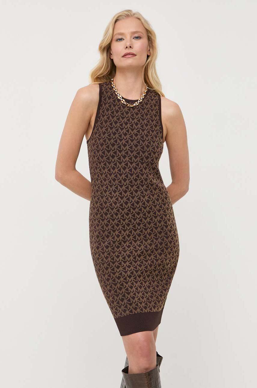 MICHAEL Michael Kors rochie culoarea maro, mini, mulata