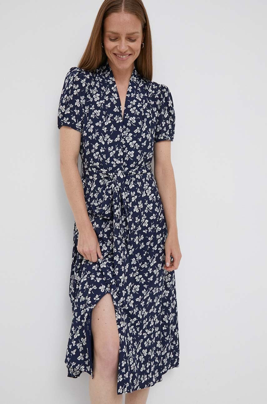 

Платье Lauren Ralph Lauren цвет синий midi расклешённая