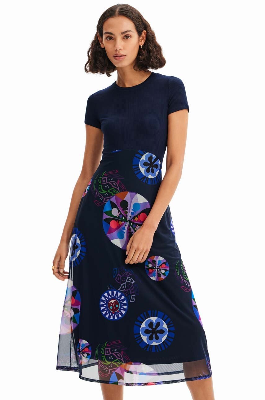 

Платье Desigual x Christian Lacroix цвет синий midi расклешённое