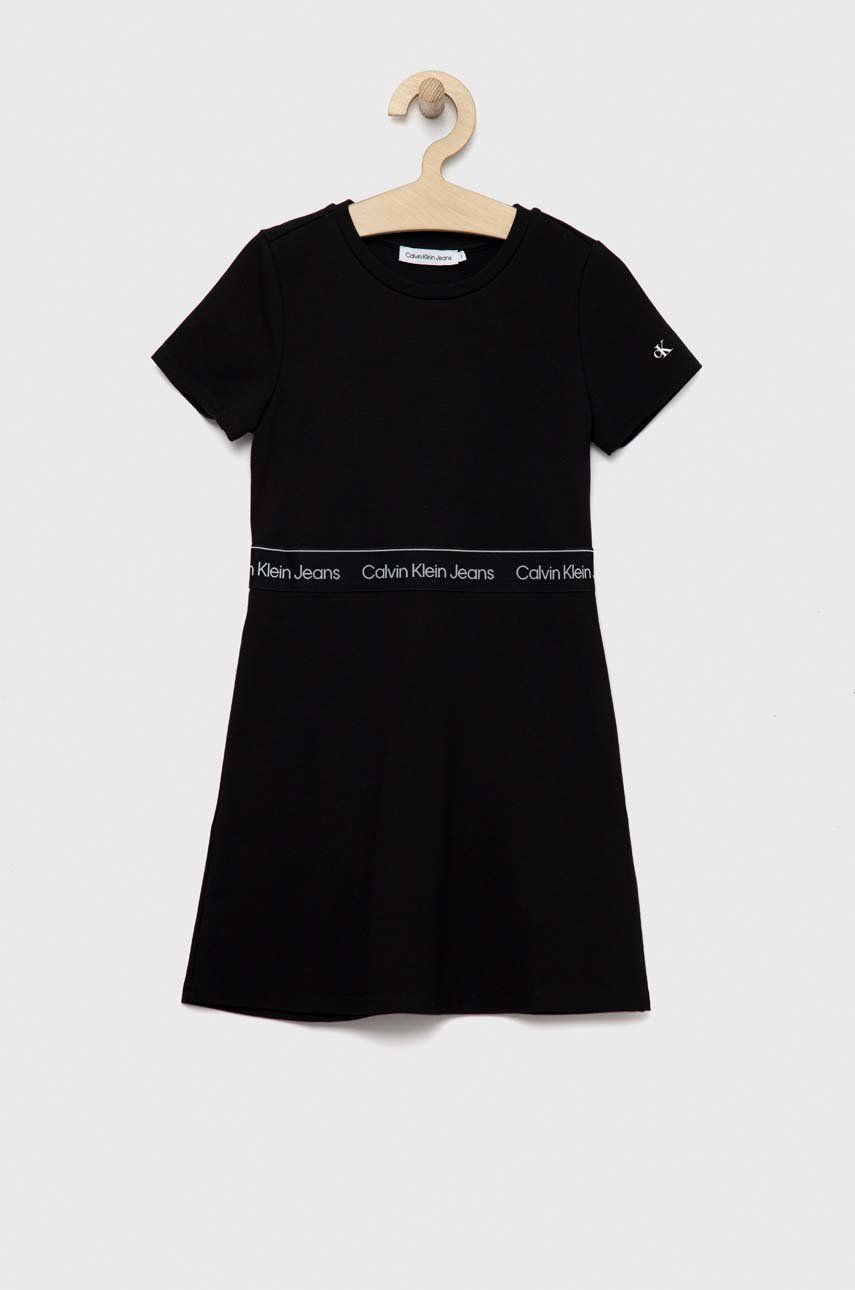 Calvin Klein Jeans sukienka dziecięca kolor czarny midi prosta
