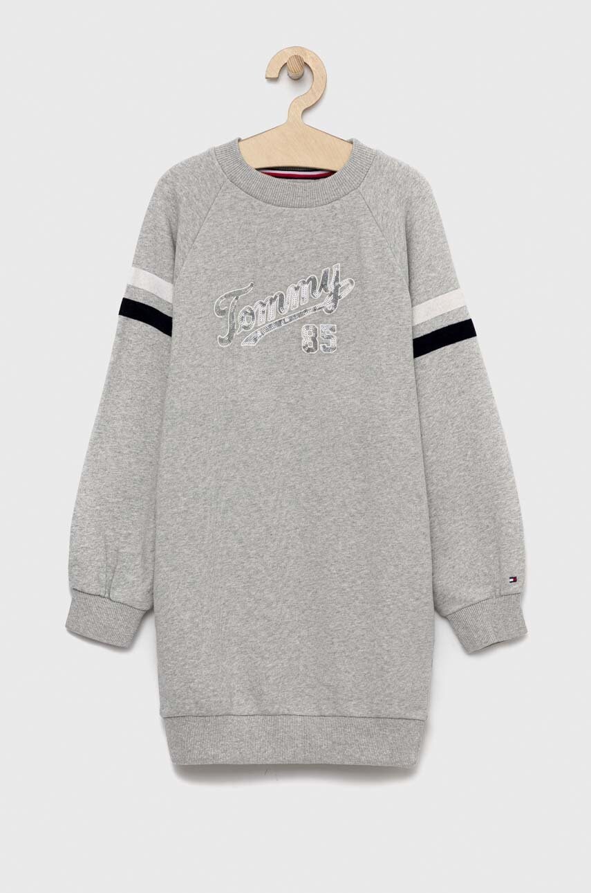 

Дитяча бавовняна сукня Tommy Hilfiger колір сірий midi пряма