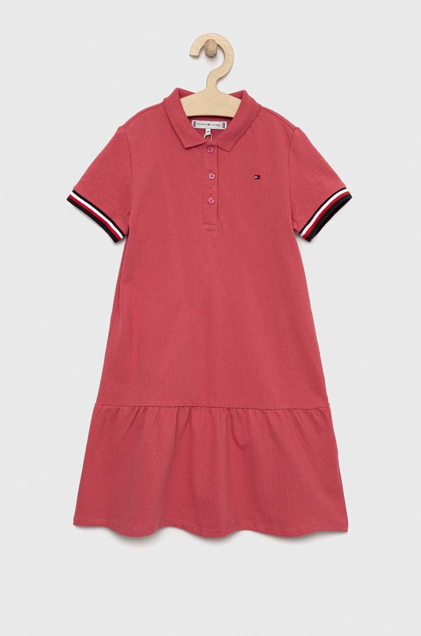 

Детское платье Tommy Hilfiger цвет розовый mini расклешённое