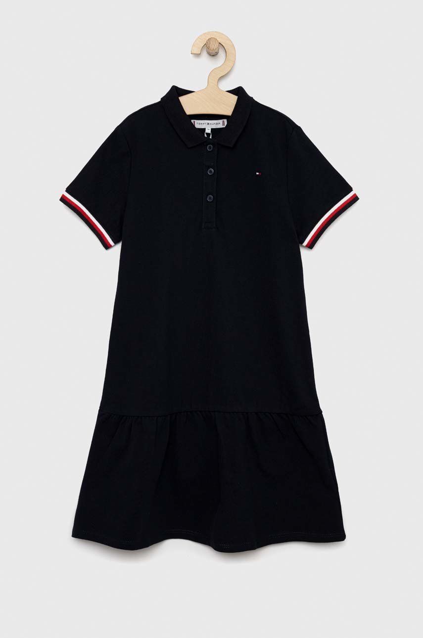 Dívčí šaty Tommy Hilfiger tmavomodrá barva, mini - námořnická modř -  96 % Bavlna