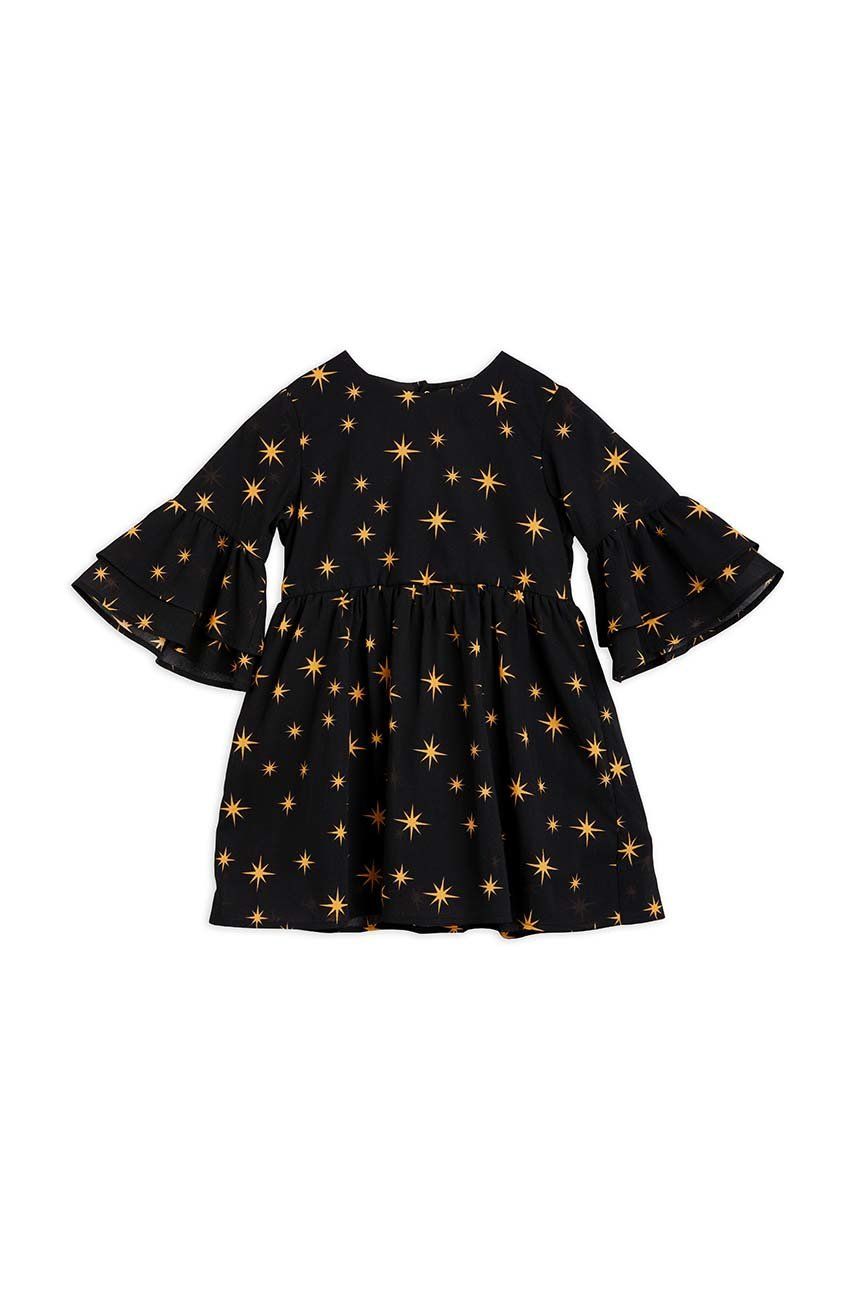 Levně Dětské bavlněné šaty Mini Rodini černá barva, mini