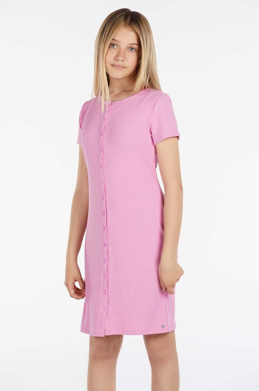 Dívčí šaty Guess fialová barva, mini - fialová -  72 % Polyester