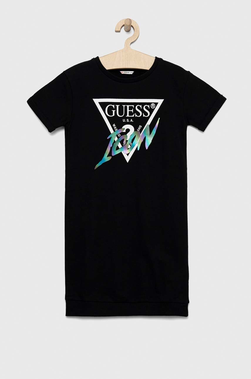 

Хлопковое детское платье Guess цвет чёрный mini прямое