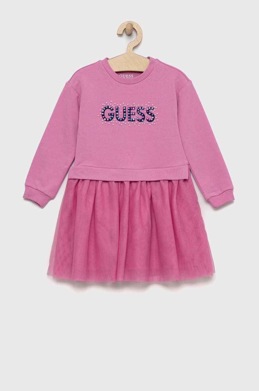 

Дитяча сукня Guess колір фіолетовий mini розкльошена