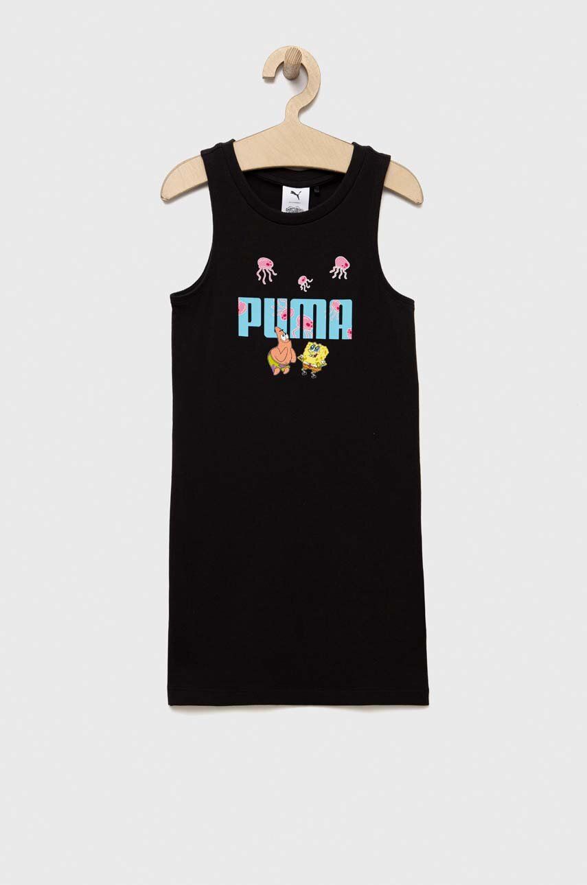 Puma gyerek ruha PUMA x SPONGEBOB Tank Dress G fekete, mini, testhezálló