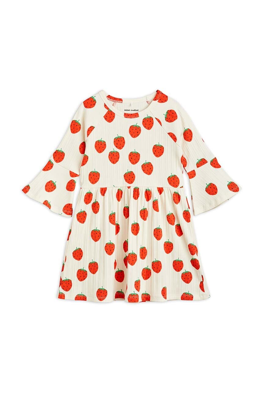 

Детска рокля Mini Rodini в бяло къс модел разкроен модел, Бял