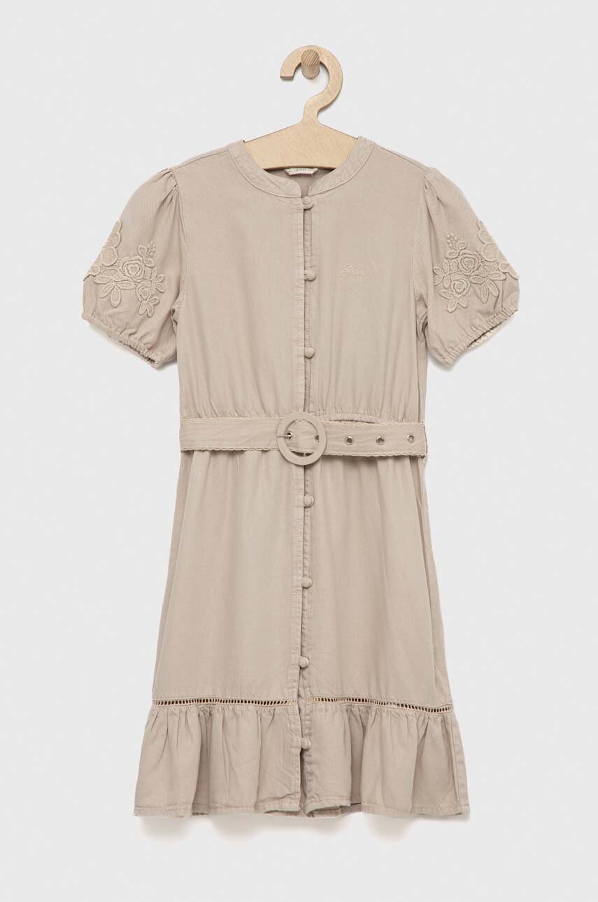 

Детское платье Guess цвет бежевый mini расклешённое
