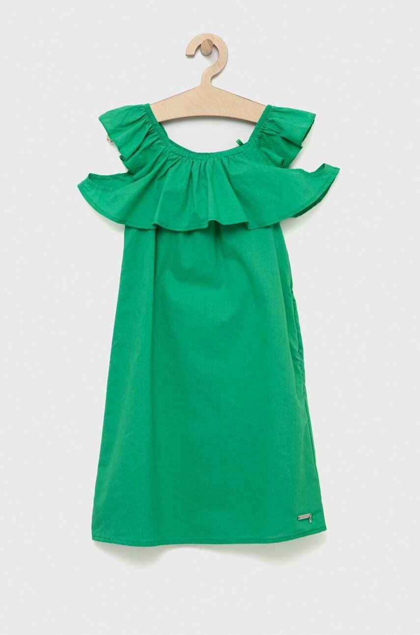 

Хлопковое детское платье Guess цвет зелёный mini прямое