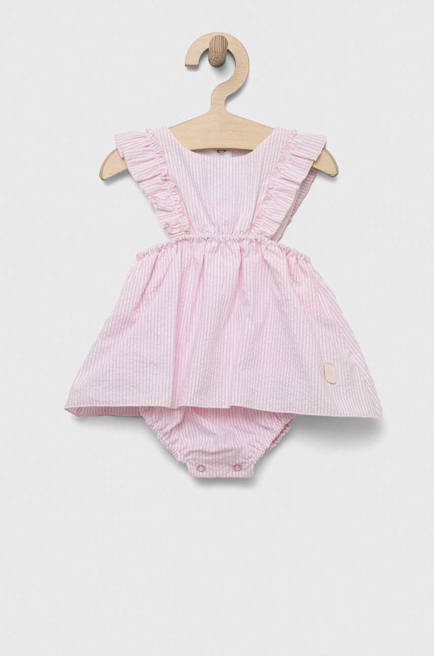 Levně Dětské bavlněné šaty Jamiks růžová barva, mini