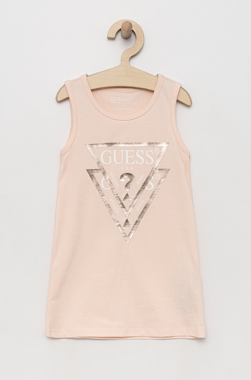 

Дитяча бавовняна сукня Guess колір помаранчевий mini пряма