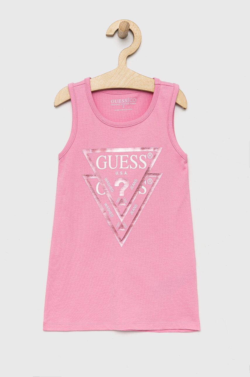 

Хлопковое детское платье Guess цвет розовый mini прямая