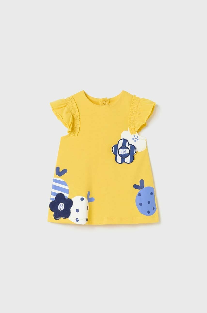 Платье для младенцев Mayoral Newborn цвет жёлтый mini прямое Платье для младенцев Mayoral Newborn цвет жёлтый mini прямое