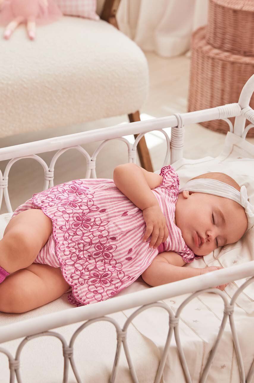 Mayoral Newborn rochie din amestec de in pentru bebeluși culoarea violet, mini, evazati