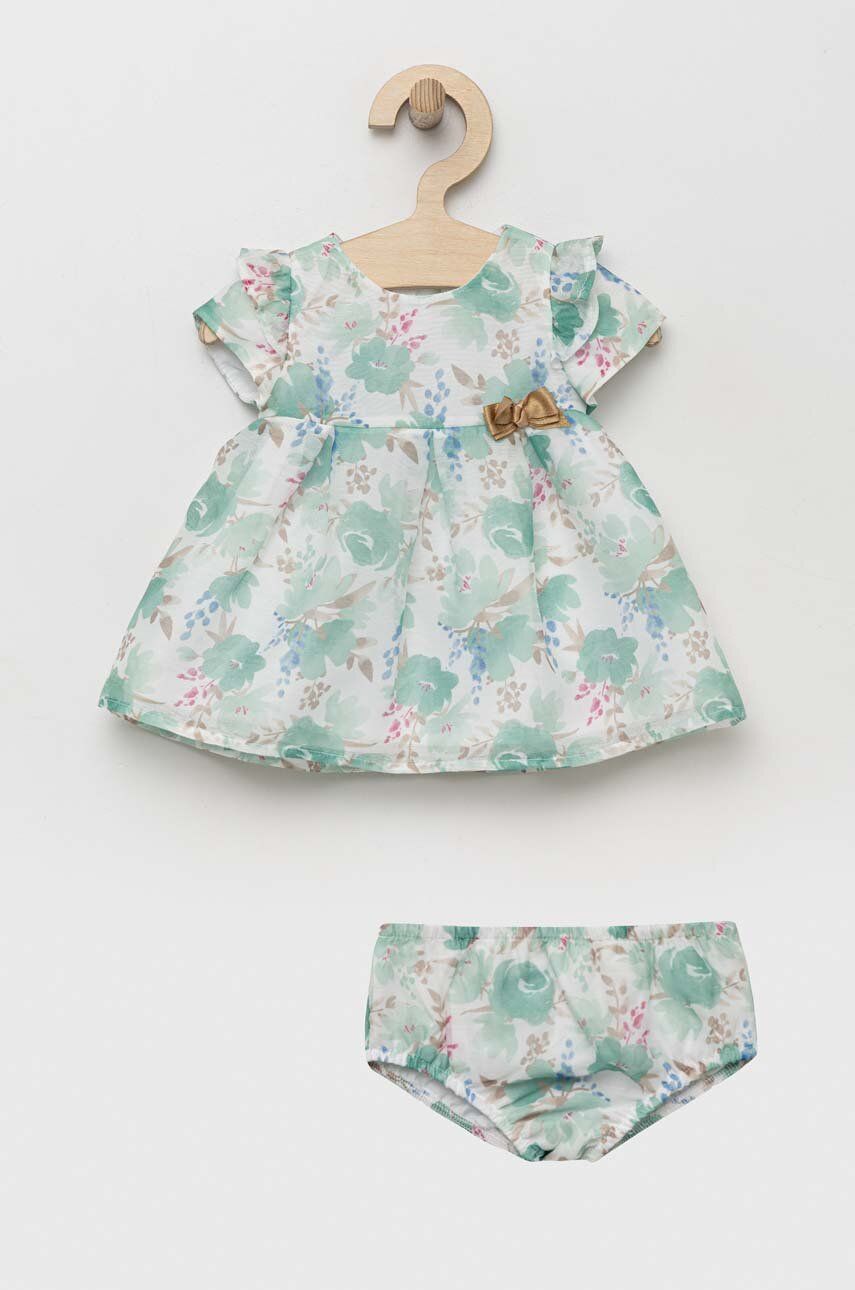Šaty pre bábätká Mayoral Newborn tyrkysová farba, mini, áčkový strih