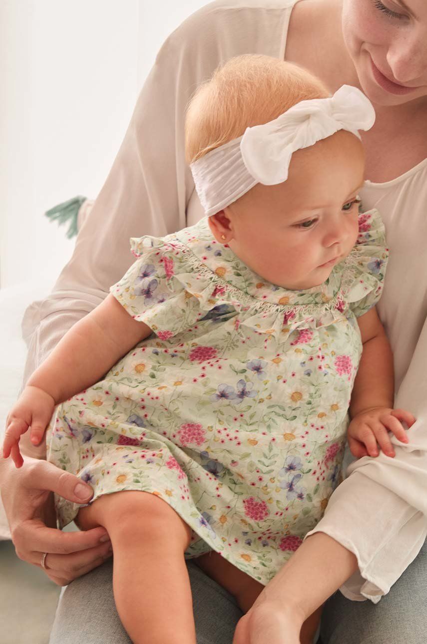 Mayoral Newborn rochie din bumbac pentru bebeluși culoarea turcoaz, mini, evazati