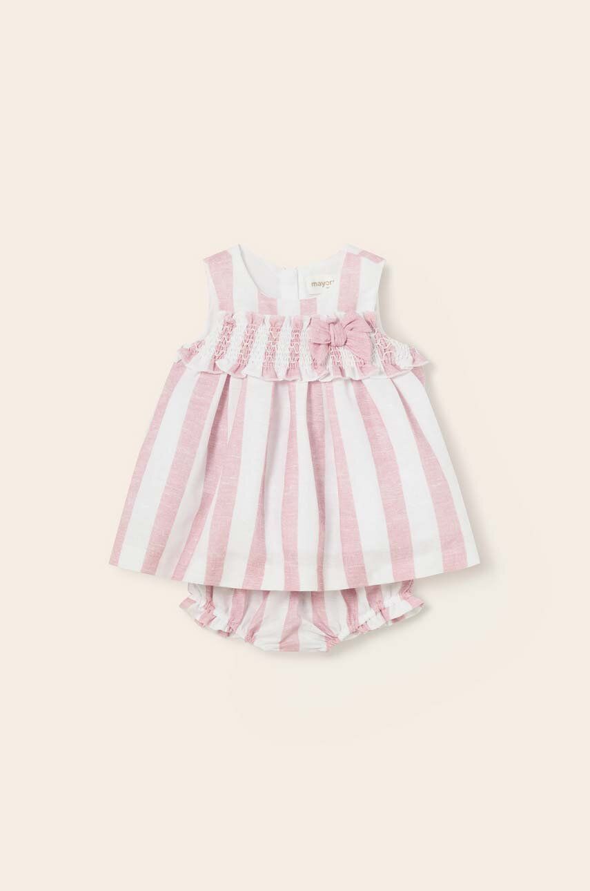 Levně Dětské bavlněné šaty Mayoral Newborn růžová barva, mini