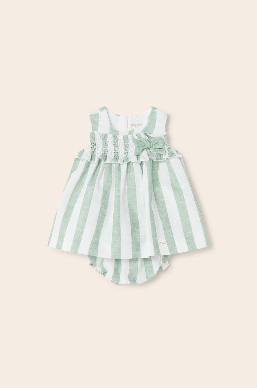 Levně Dětské bavlněné šaty Mayoral Newborn tyrkysová barva, mini