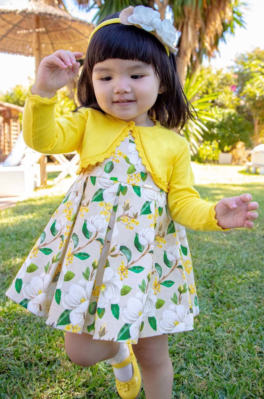 Dívčí šaty Mayoral béžová barva, mini - béžová -  Hlavní materiál: 97 % Bavlna