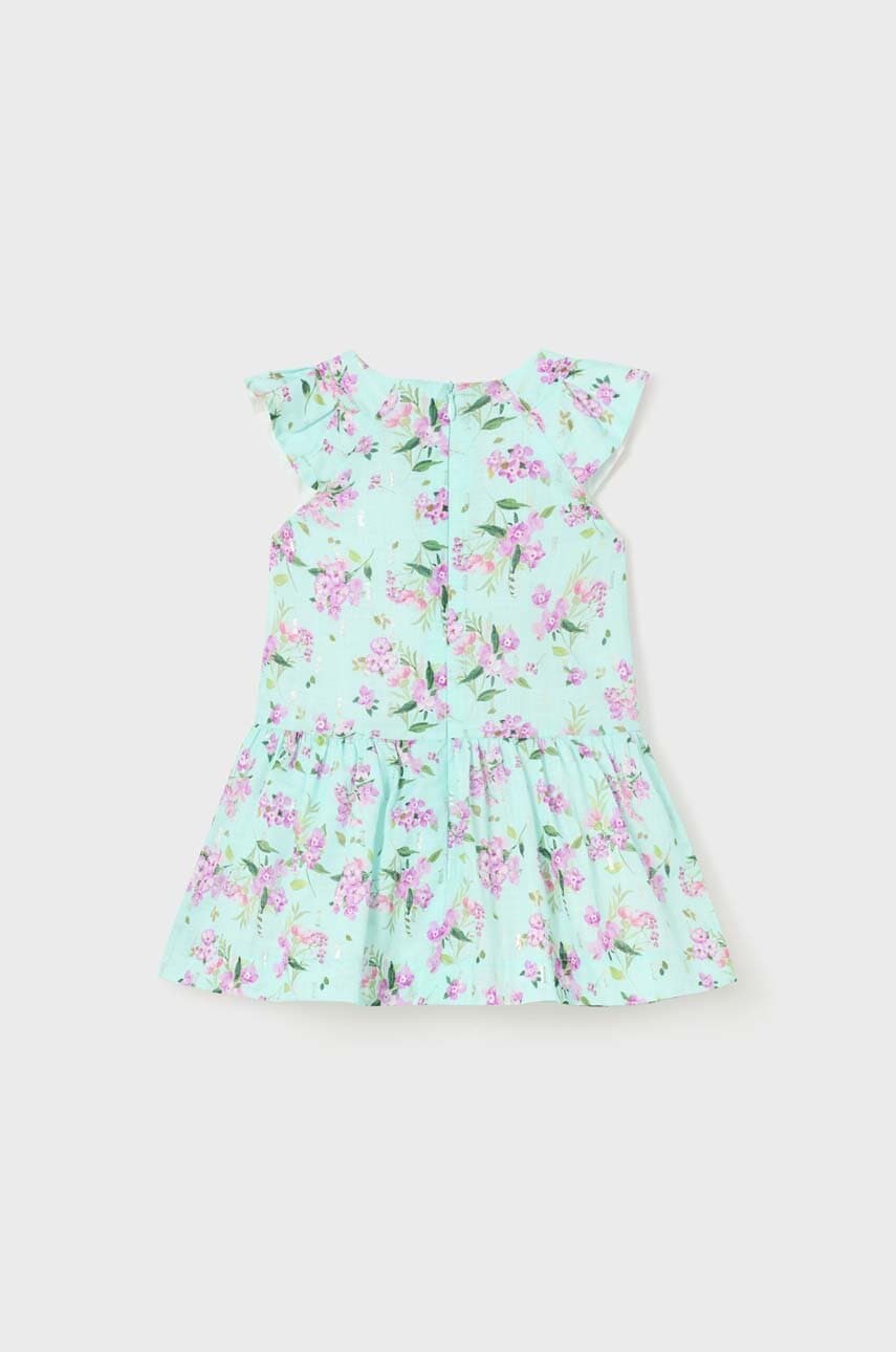 Платье для младенцев Mayoral цвет бирюзовый mini расклешённое в Ровном Платье для младенцев Mayoral цвет бирюзовый mini расклешённое в Ровном