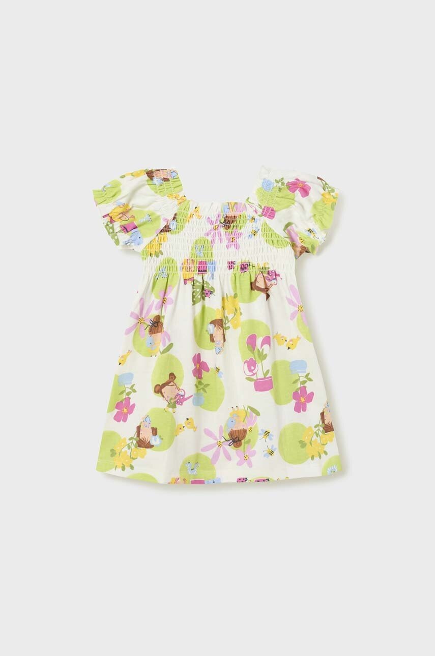 Детское хлопковое платье Mayoral цвет зелёный mini расклешённое