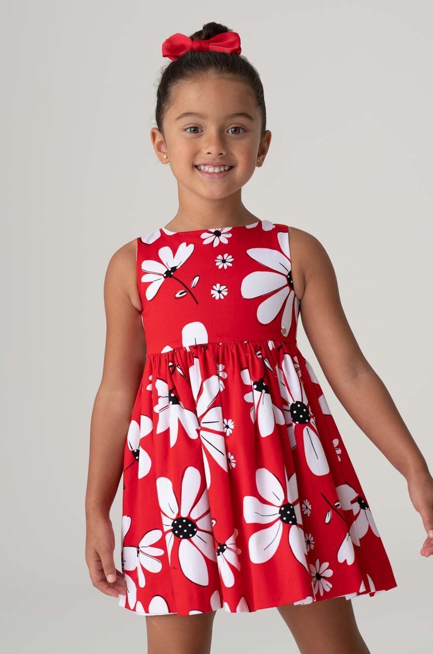 Dívčí šaty Mayoral červená barva, mini - červená -  Materiál č. 1: 97 % Bavlna