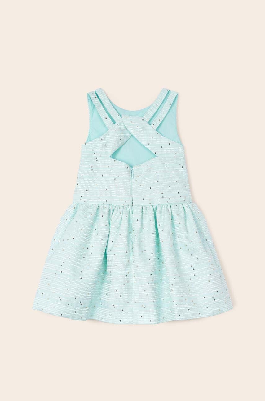 Детское платье Mayoral цвет бирюзовый mini расклешённое Детское платье Mayoral цвет бирюзовый mini расклешённое