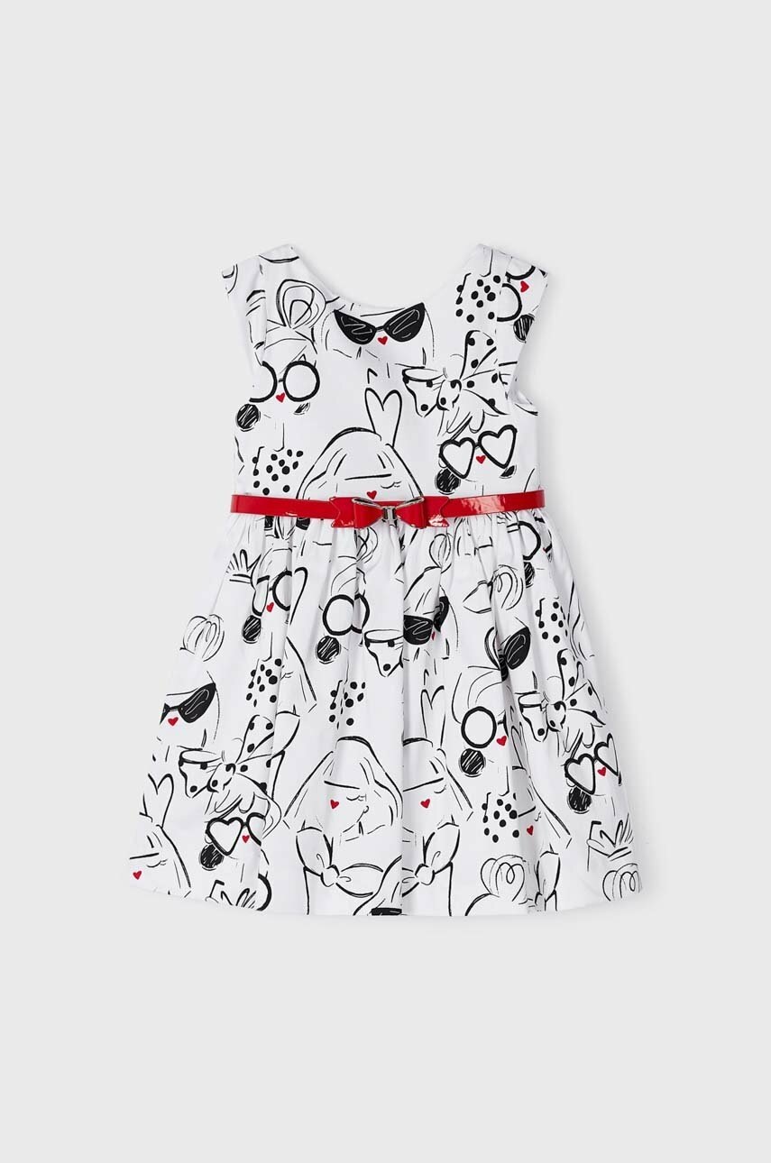 Детское платье Mayoral цвет белый mini расклешённое