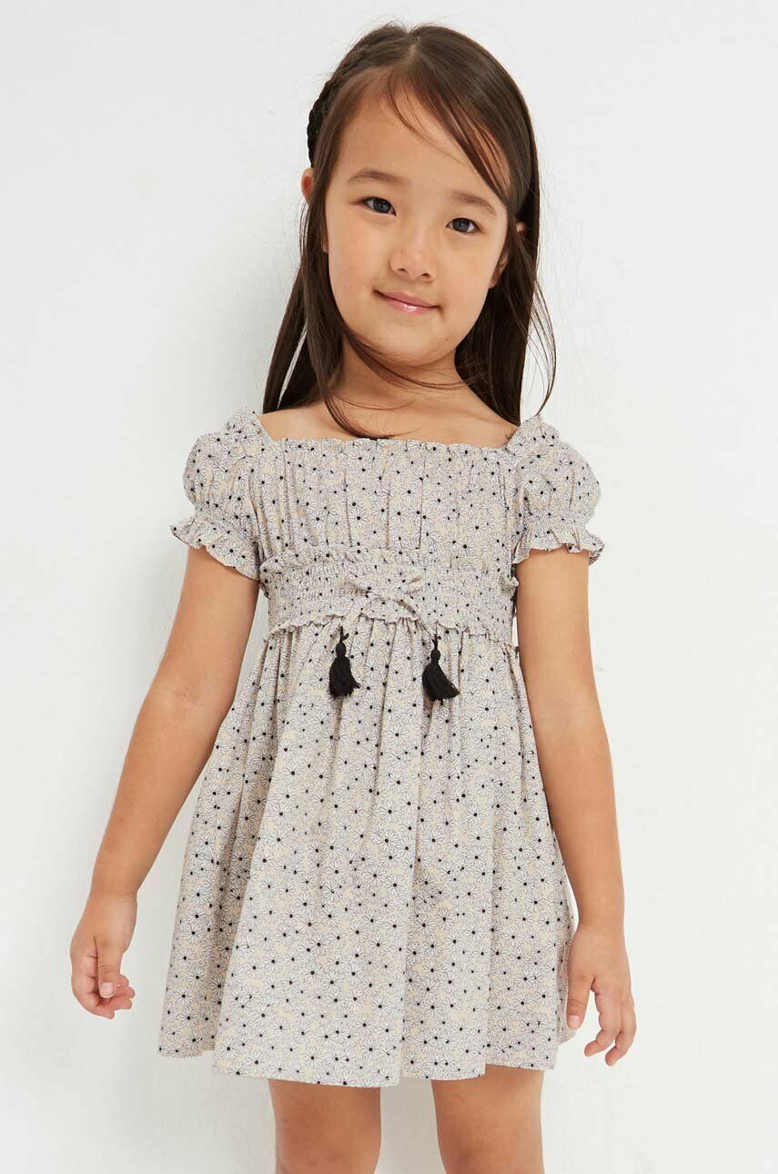 Dětské bavlněné šaty Mayoral béžová barva, mini - béžová -  100 % Bavlna
