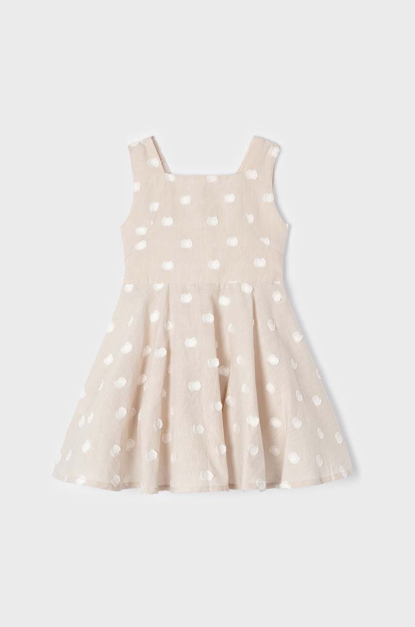 Dívčí šaty Mayoral hnědá barva, mini - hnědá -  Materiál č. 1: 92 % Bavlna