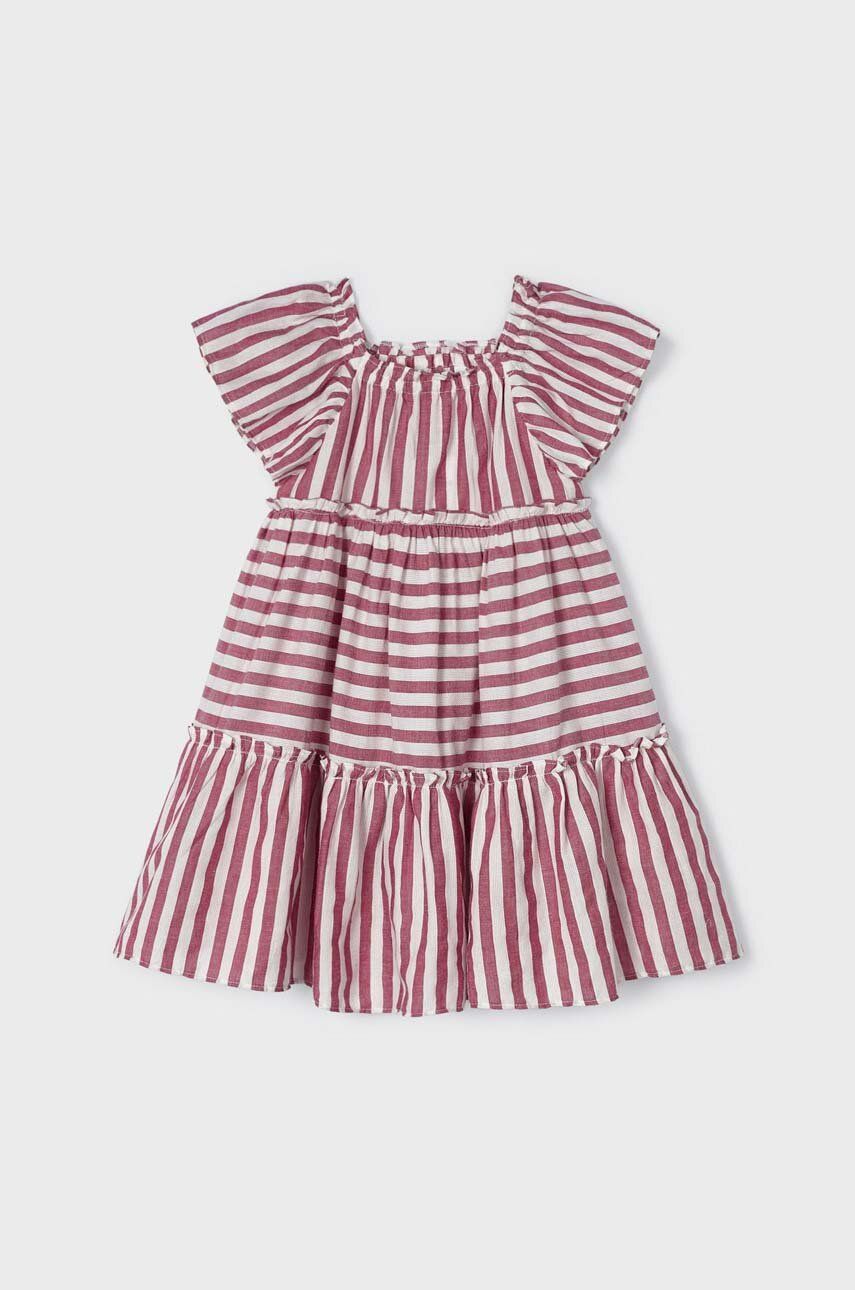 Dětské bavlněné šaty Mayoral vínová barva, mini - burgundské -  100 % Bavlna