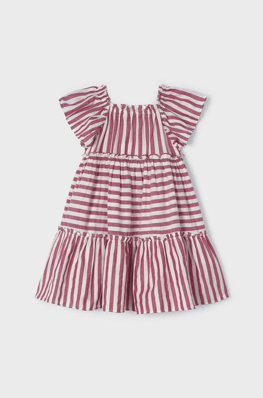 Хлопковое детское платье Mayoral цвет бордовый mini расклешённое