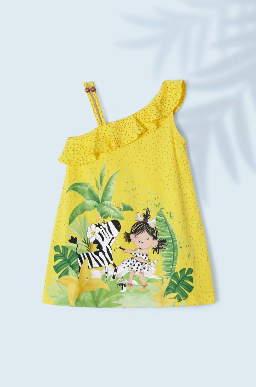 Mayoral rochie din bumbac pentru copii culoarea galben, mini, drept