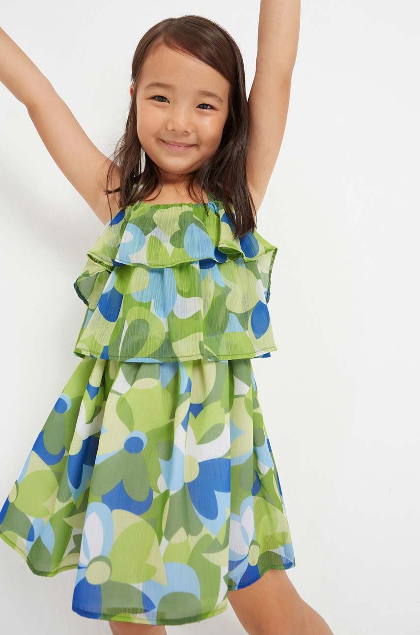 Dívčí šaty Mayoral zelená barva, mini - zelená -  Hlavní materiál: 100 % Polyester Podšívk