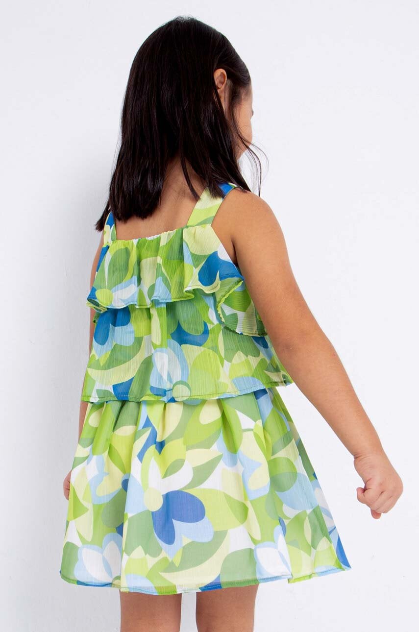 Детское платье Mayoral цвет зелёный mini прямое Детское платье Mayoral цвет зелёный mini прямое